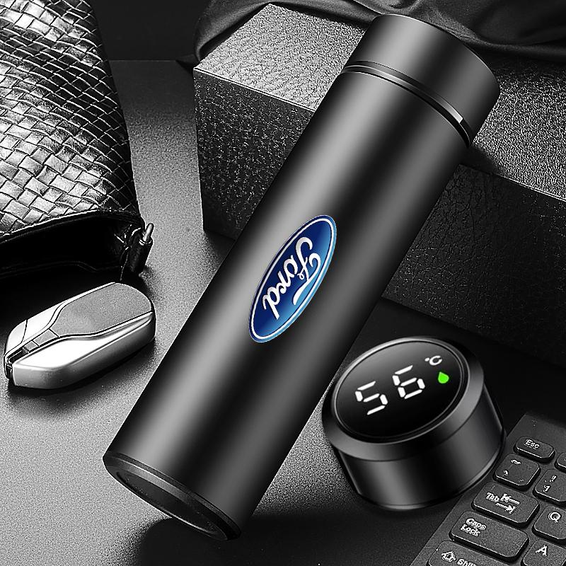 New Car Smart Thermos Mug Insulation Cup Led Digital Temperature Display Car Interior Accessories For Ford Mondeo MK1 MK2 MK3 MK4 MK5