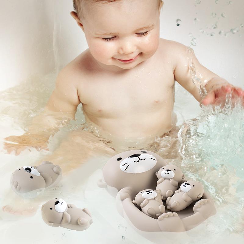 Children's Bathroom Floating Animal Otter Sealed Floating Water Play Toy Baby Bath Bath Toy-white
