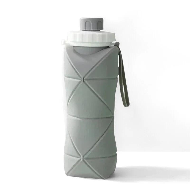 1Pc 600ml Large Collapsible Foldable Bottle Cup Silicone Portable Travel Water Bottle for Outdoor capacity-600ml серый