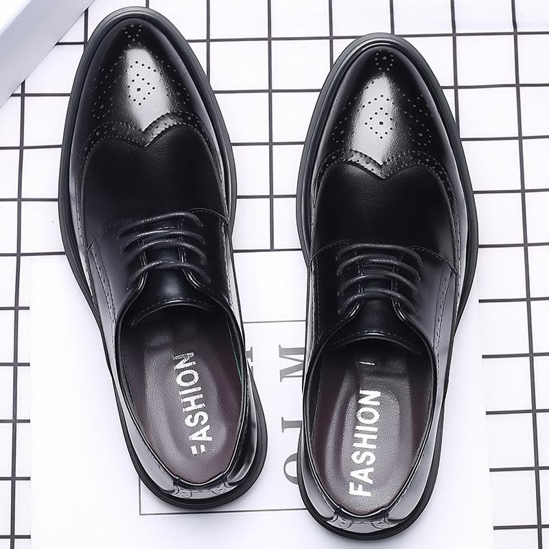 New Men's Brogue Leather Shoes Business Casual British Dress Shoes Korean Style Shoes Men's Breathable