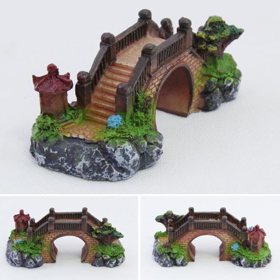 Three-eye Bridge Mini Aquarium Decoration Figurine Simulation Bridge for Fish Tank Home Decor