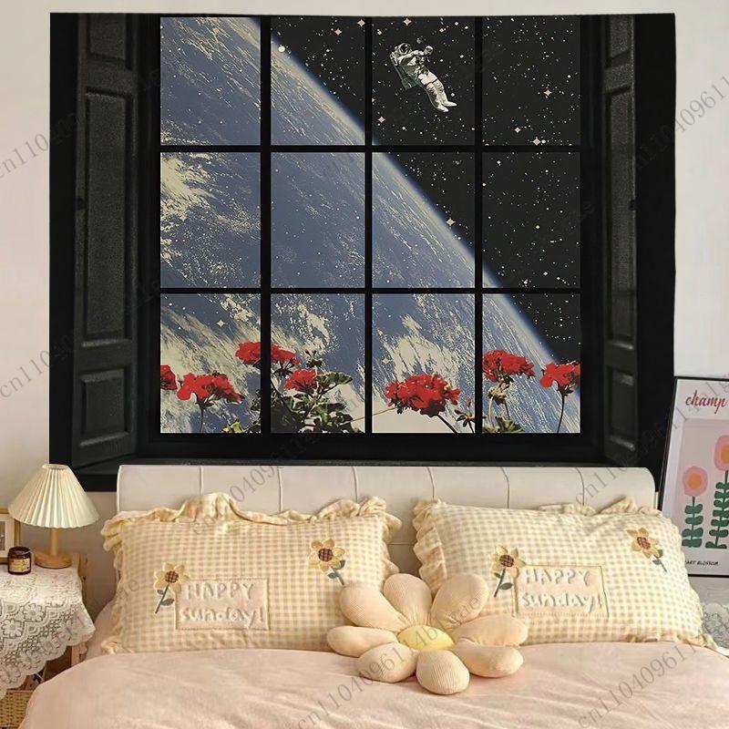 Beautiful Window Scenery Tapestry Popular Live-Streaming Background Room Bedroom Decor Dormitory Renovation Privacy Curtain