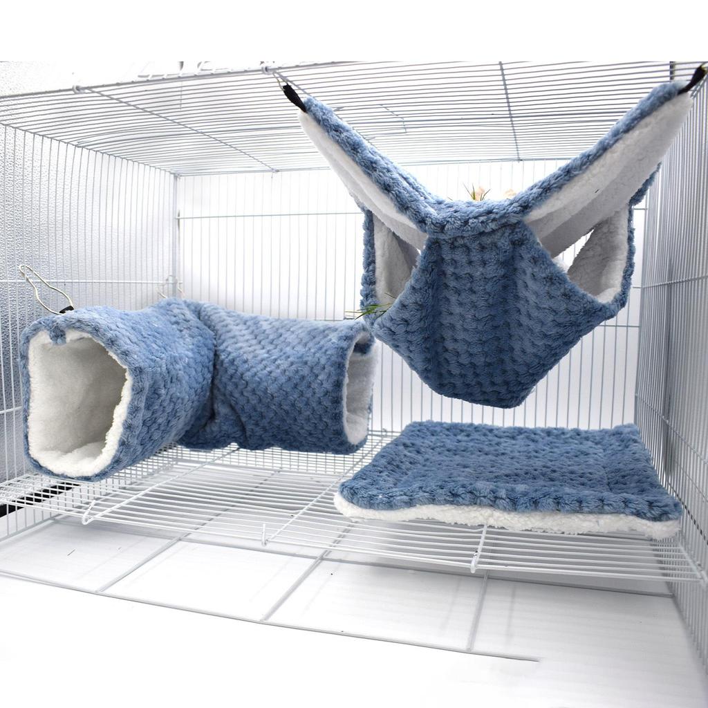 Double-Layer Small Pet Hideaway: Sugar Glider, Ferret, Guinea Pig, Hamster Tunnel & Mat