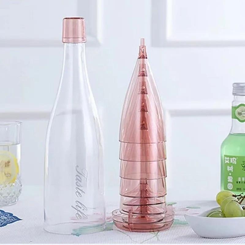 Set di Bicchieri da Vino Combo 5 Pezzi Bicchieri da Vino Rosso Champagne Bicchieri Alti in Plastica Rimovibile Campeggio all'Aperto Strumenti Portatili per il Vino