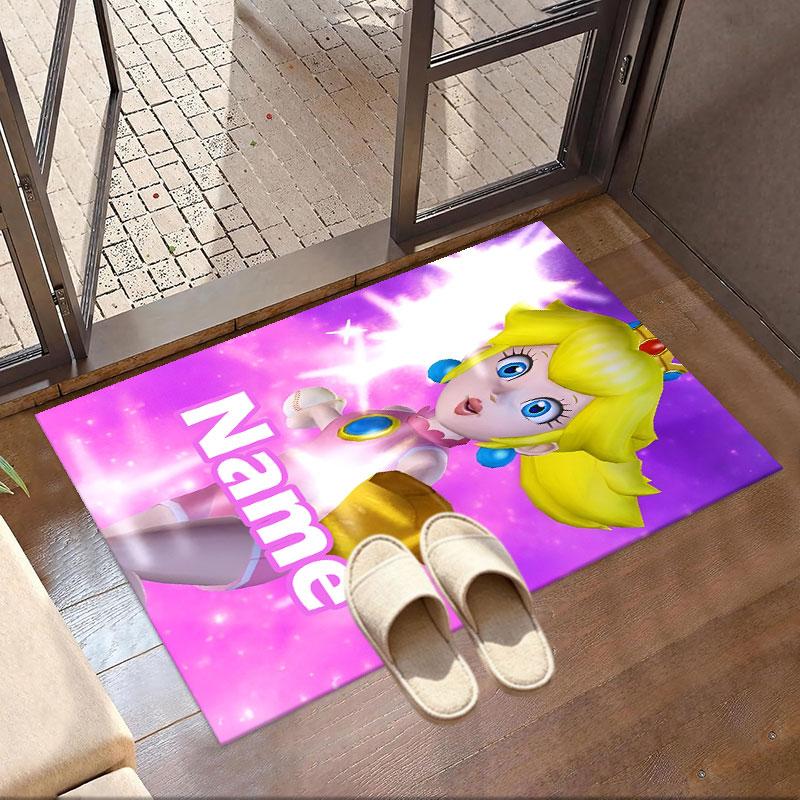 Custom Name Personalized Princess Peach Toadstool Print Carpet, Versatile Home Decor Rug, for Playroom, Apartment, Balcony, Entryway, Hallway Gift