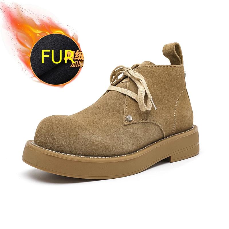

Winter Men s Boots Cow Suede Leather Warm Boots for Men Casual Snow Boots Fashion Outdoor Work High Top Ankle Boot Chelsea Boot 44