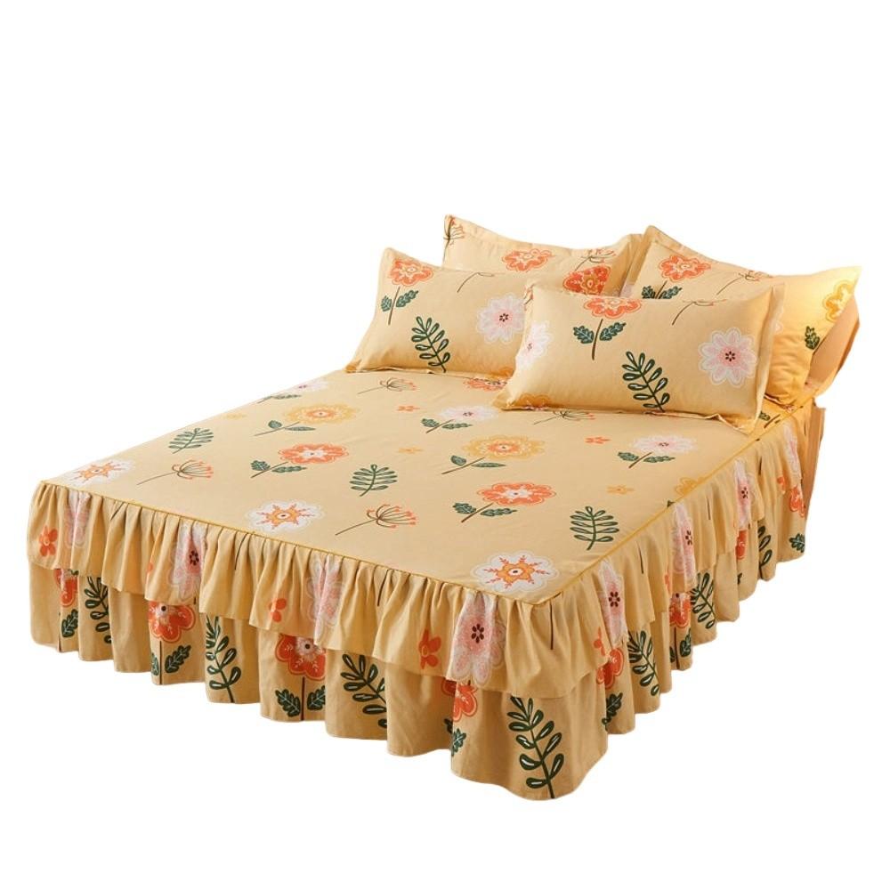 120/150/180CM Double Lace Bed Skirt Three-piece Set Bedsheet Pillowcase  for Kids Adults Bedroom