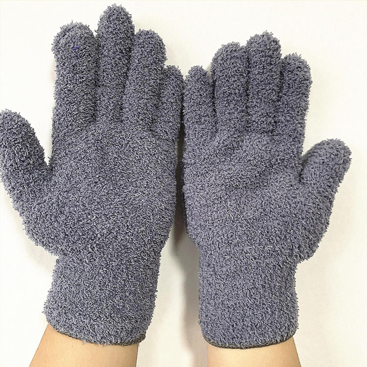 

3 Pair Car Wash Microfiber Cleaning Gloves Dusting Coral Velvet Gloves Pure Color Five Finger Chore Absorbent Glove Half Velvet one size серый