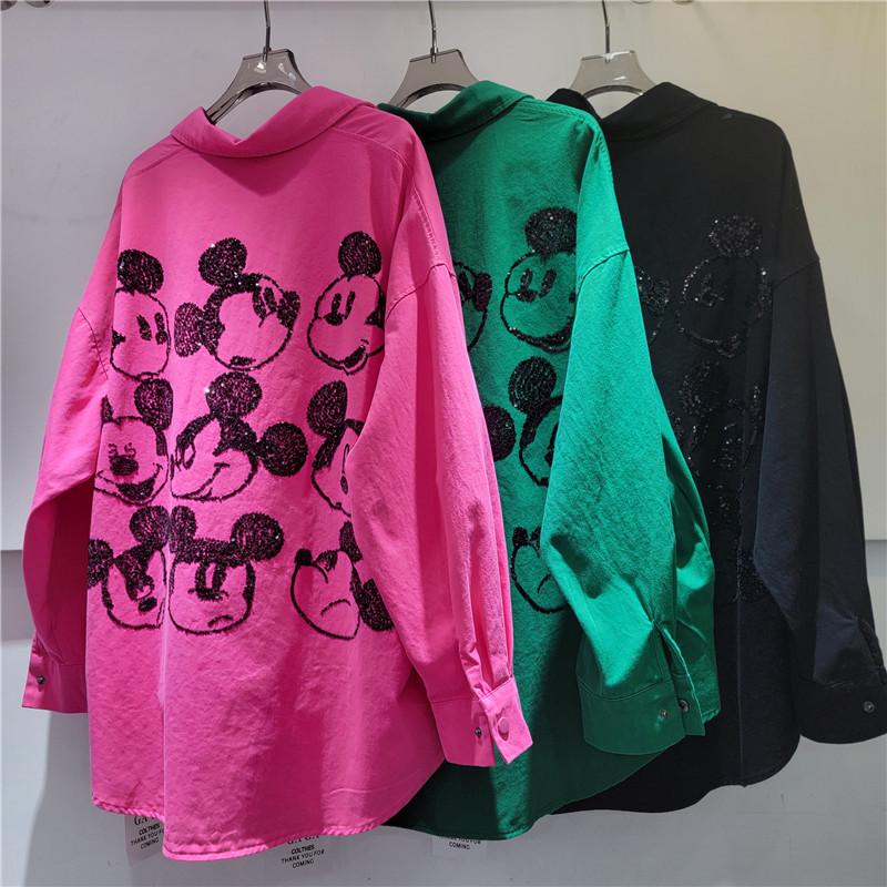 2026 Spring Women's European Style Irregular Top with Mickey Sequins