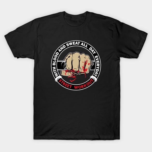 Men Black Print T-shirt Super Large TShirt street workout blood and sweat No-Cut Transfer Paper Print Cotton Tshirt