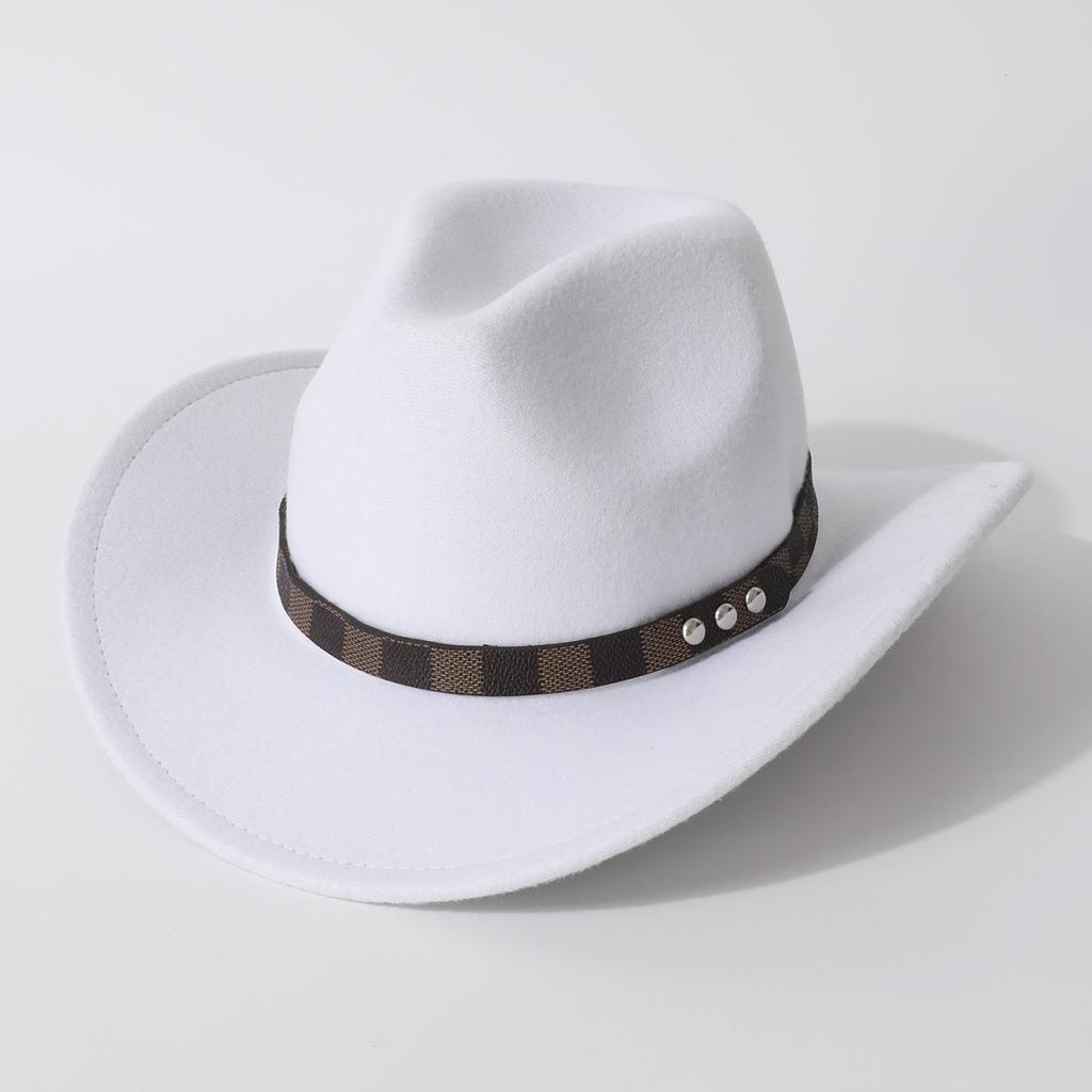 New Western-style Ethnic Woolen Roll-brimmed Fedora Hat for Autumn and Winter, Fashionable and Versatile for Both Men and Women