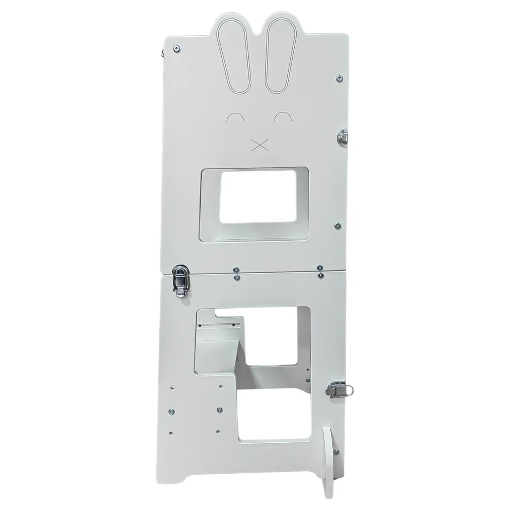 Kitchen Helper Foldable Aid Easel Toddler Step Stool for Kids Step-Up Standing Tower Learning Stool Hare White