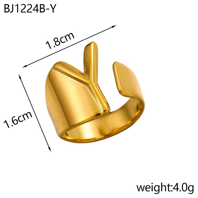 CARLIDANA Designer Initial Letters Alphabet Waterproof Gold Plated Non Tarnish Stainless Steel Fashion Jewelry Rings for Women