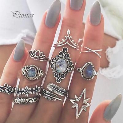11 pièces femmes rétro creux strass Knuckle Midi doigt pointe empilable Joint anneau