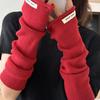 Soft Arm Warmer Mitten Casual Winter Knitted Arm Sleeve Long Fingerless Gloves  for Women Girls