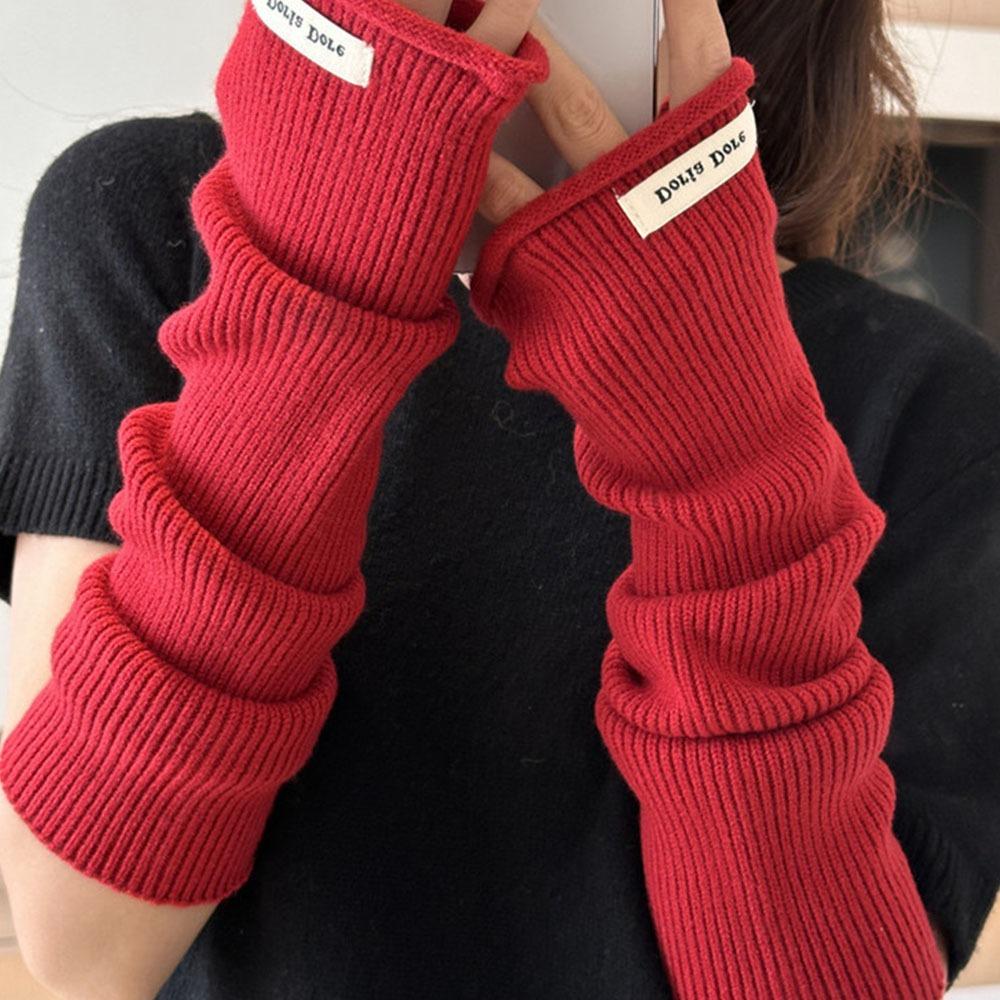 Soft Arm Warmer Mitten Casual Winter Knitted Arm Sleeve Long Fingerless Gloves for Women Girls