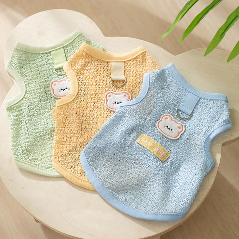 Summer Dog Clothes Bear Print Dog Vest Chihuahua French Bulldog Thin Breathable Shirt Sun Protection Puppy Outfit Pet Costume