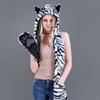 Plush Animal Ear Hat for Adult Unisex Earflap Gloves Scarf All In One Warm Trapper Hat Outdoor Activity Cold Weather Hat
