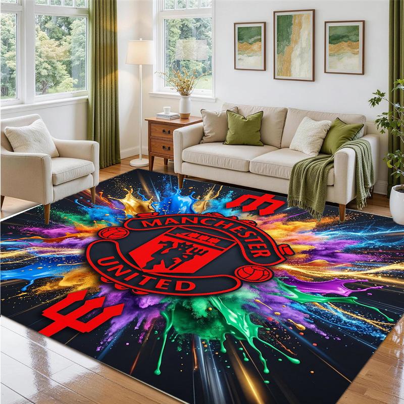 Manchester United Design Crystal Velvet Rug Soft Decorative Mat for Bedroom Entrance