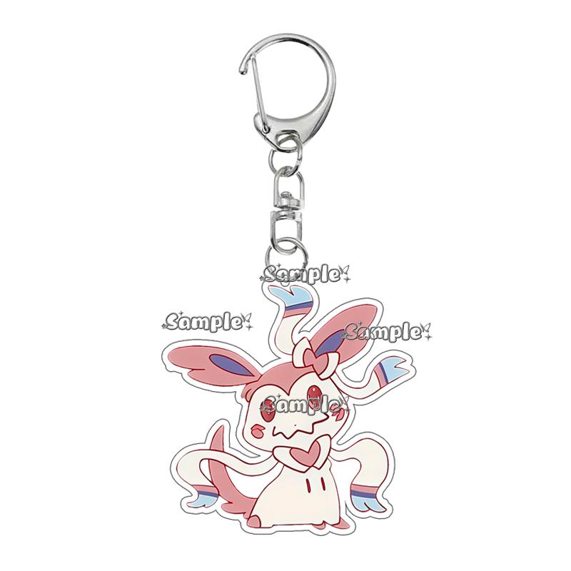 Creative Anime Eevee Leafeon Glaceon Umbreon Jolteon Anime Double-sided Printing Acrylic Keychain Key Ring Jewelry  Accessories