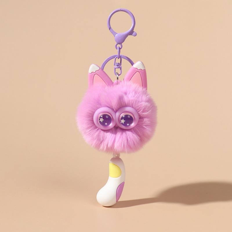 Niedlicher Rexkaninchenhaar Kätzchen Schlüsselanhänger Anhänger Mädchen Herz Plüsch Cartoon Puppe Puppe Taschenzubehör Geschenk