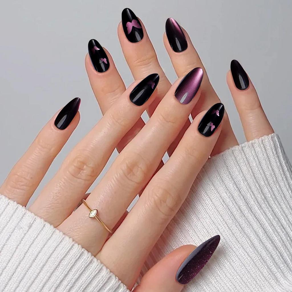 Cat Eye Wearable False Nails - Simple Whitening, Removable, High-End Nail Patches