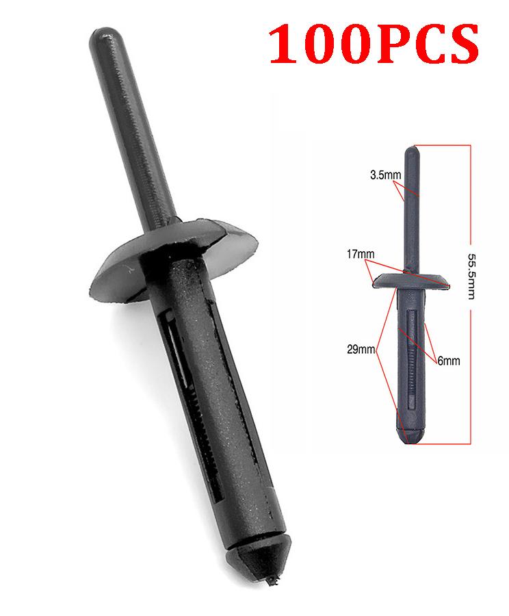 100PC Plastic Car SUV Bumper Rivets Repair Auto Fastener Push Type Retainer Clip