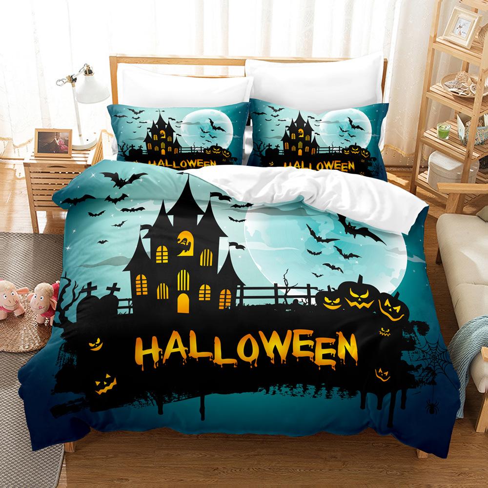 Halloweenský povlak na přikrývku Kreslená dýně Twin povlak na přikrývku Lampion Ložní souprava Polyesterový povlak na přikrývku s duchem Pro děti Chlapce Dívky