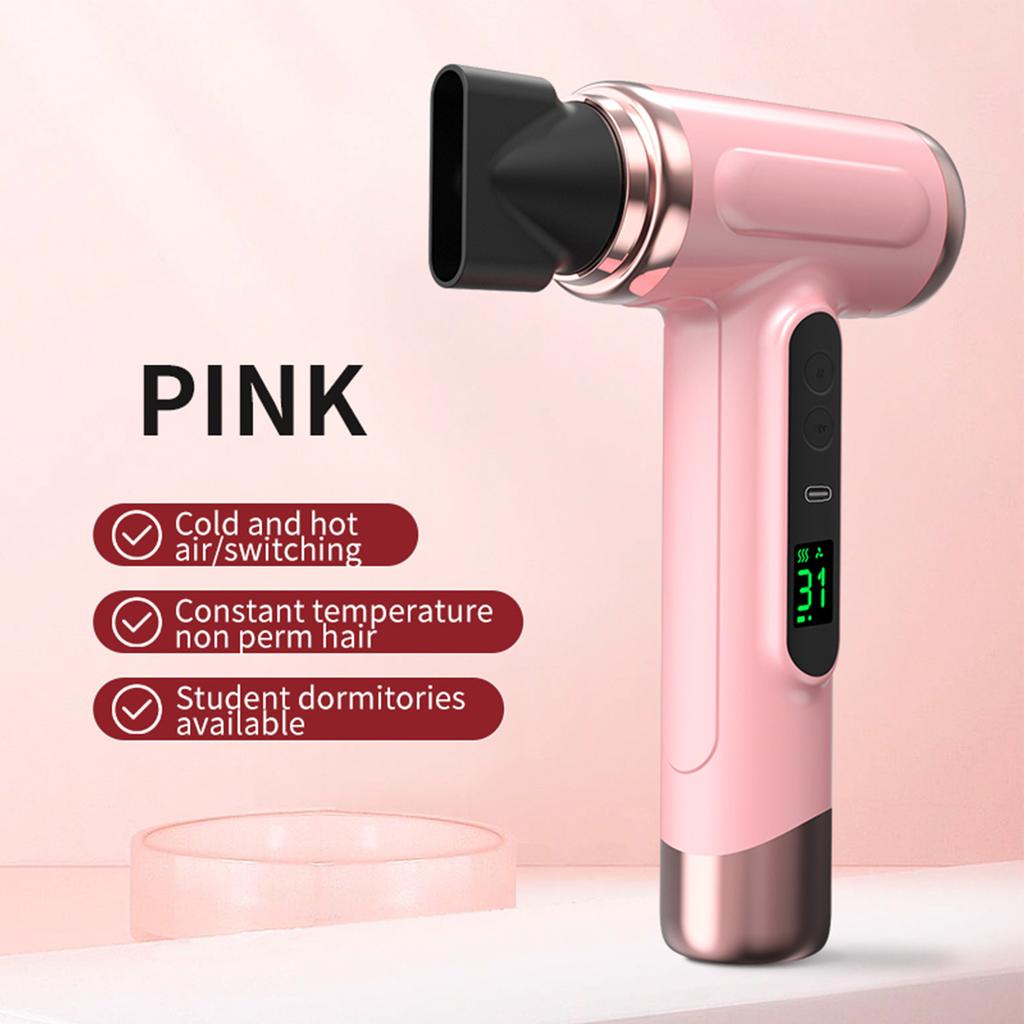 Cordless Hair Dryer Portable Travel Rechargeable Lightweight Hot Cold Blow 200W for Dormitory Portable Travel Hair Dryer