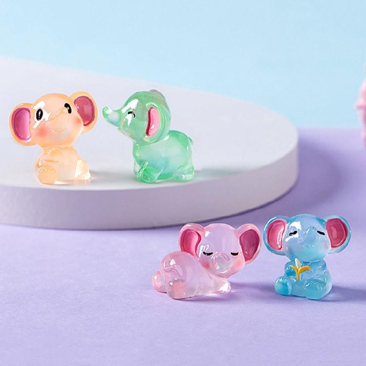 Resin Figurines Miniatures Elephant Glowing At Night Fairy Garden Decoration