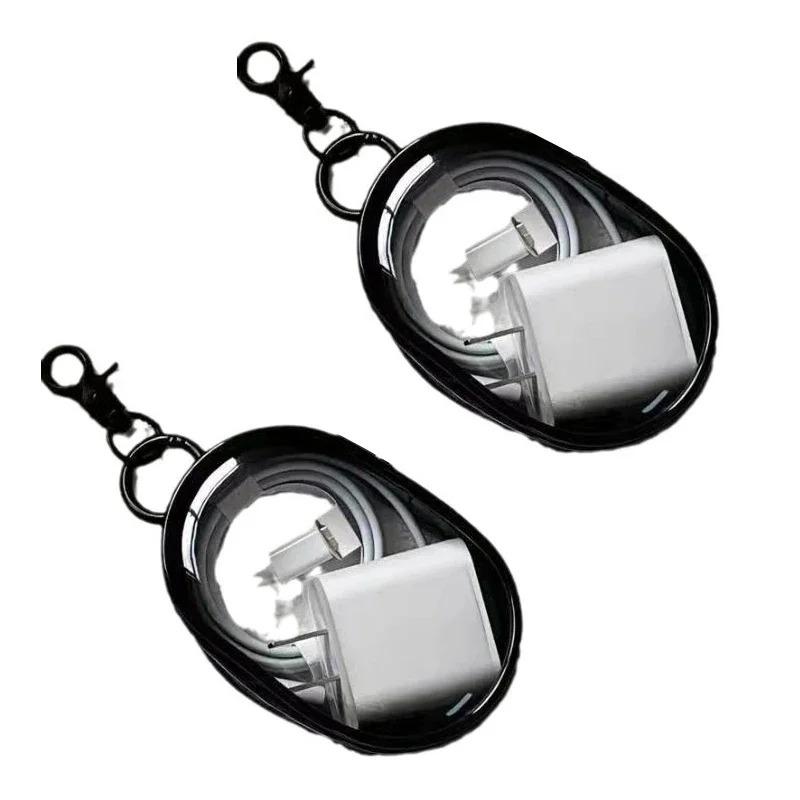

2/4pcs PVC Round Transparent Cosmetic Bag Jewelry Storage Bag Portable Data Cable Earphone Coin Charger Storage Bag 2pcs чорний