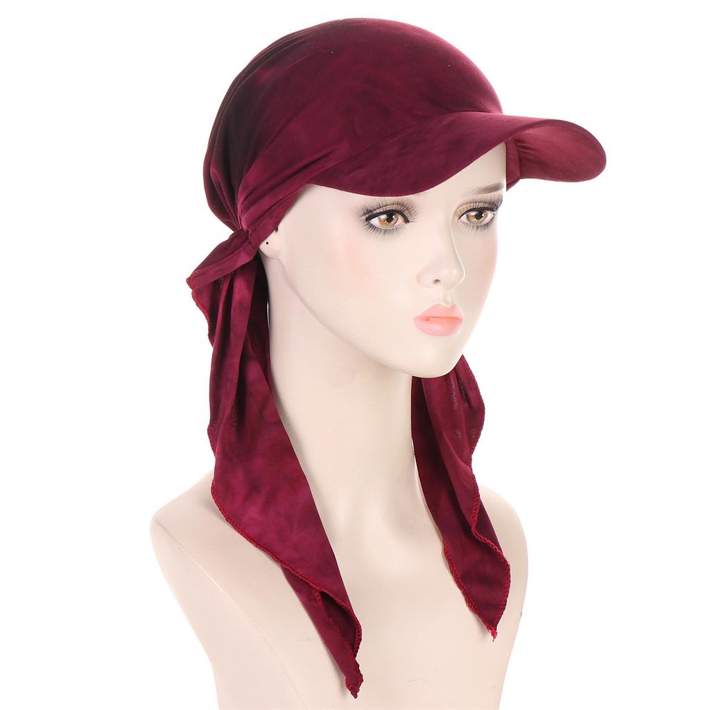 Trendy Print Muslim Hijab Caps With Brim Women Baseball Cap Wrap Head Ramadan Ladies Fashion Headwear Turban Bonnet