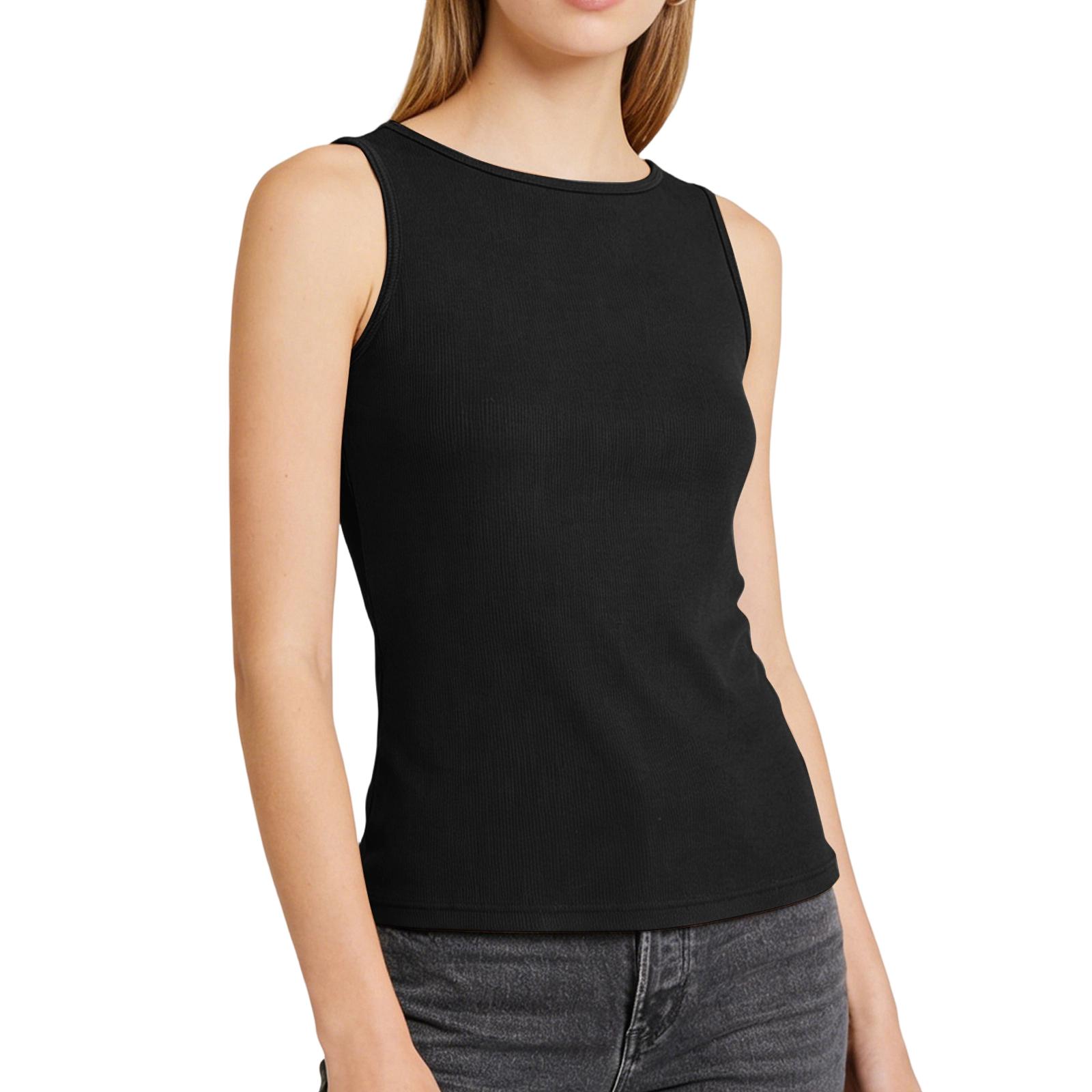 Ladies With Chest Cushion, Wide Shoulder Vest, Round Neck Yoga Suit, Underwear, Bottom Layer L