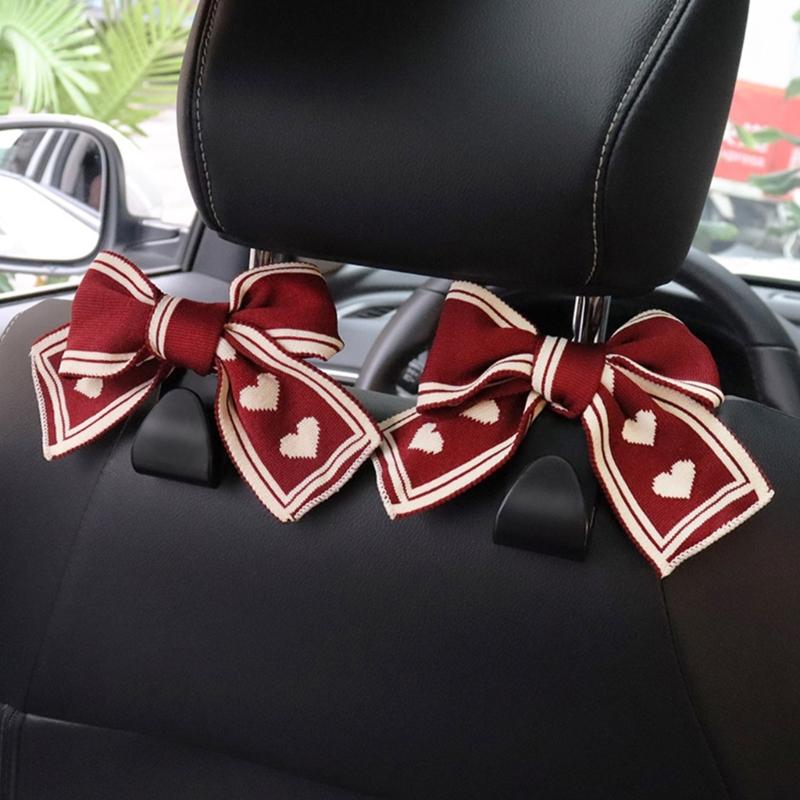 Universal Lovely Bowknot Car Hooks Back Vehicle Headrest Organizers Storage Stylish & Practical Accessories ABS Hook