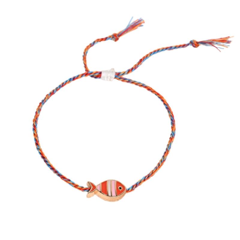 Modern Fish Charm Braided Jewelry Adjustable Length Handchain Alloy Pendant Bracelet For Stylish Daily Accessories