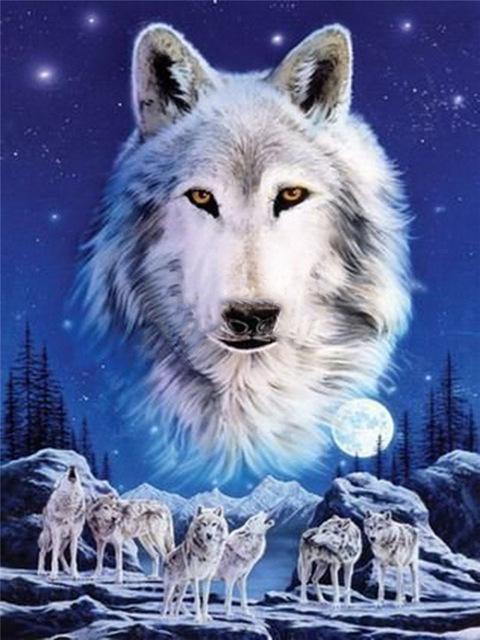 5d diamantová malba Wolf Mosaic Zvířecí kamínky Obrázky DIY Diamantové vyšívání Tygří křížový steh Mountain Wall Art