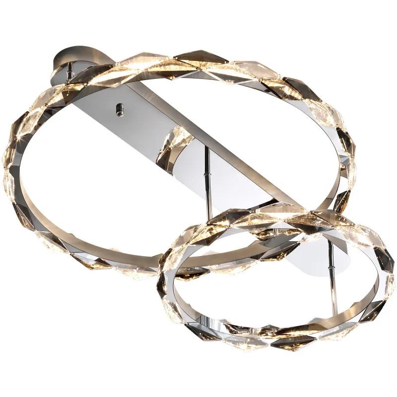 Candelabru de tavan din cristal LED de lux modern, rotund, luciu cromat, lampă pentru insulă de bucătărie, dormitor, studio, sufragerie, corp de iluminat