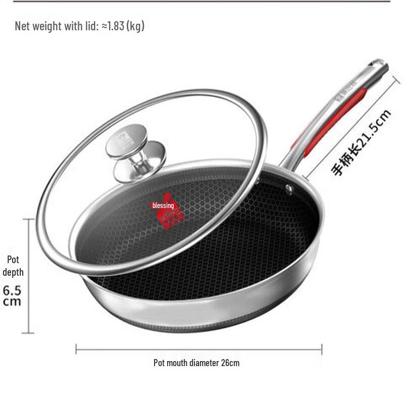 

KOBACH 26cm 316L Stainless Steel Non-Stick Frying Pan