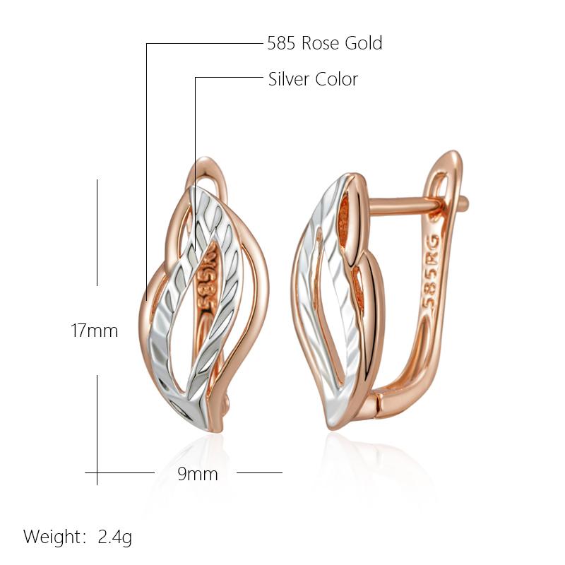 Fashion Glossy Hollow Leaves Dangle Earrings For Women  Rose Gold  Color Mix Fine Daily Vintage Jewelry