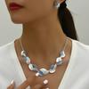 Leaf Painting Collars Beach Style Choker Creative Necklace Earring Set  Women
