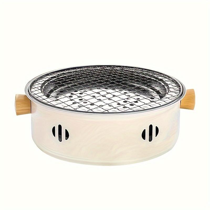 1pc Portable Barbecue Charcoal Stove Stainless Steel Split Barbecue Stove Round Non-stick BBQ Rack For Outdoor Camping (without Carbon)