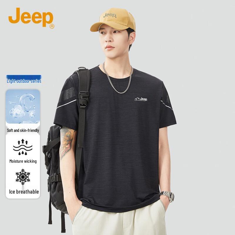 JEEP Men s Ice-Cool Breathable Elastic Short-Sleeve T-Shirt 3XL