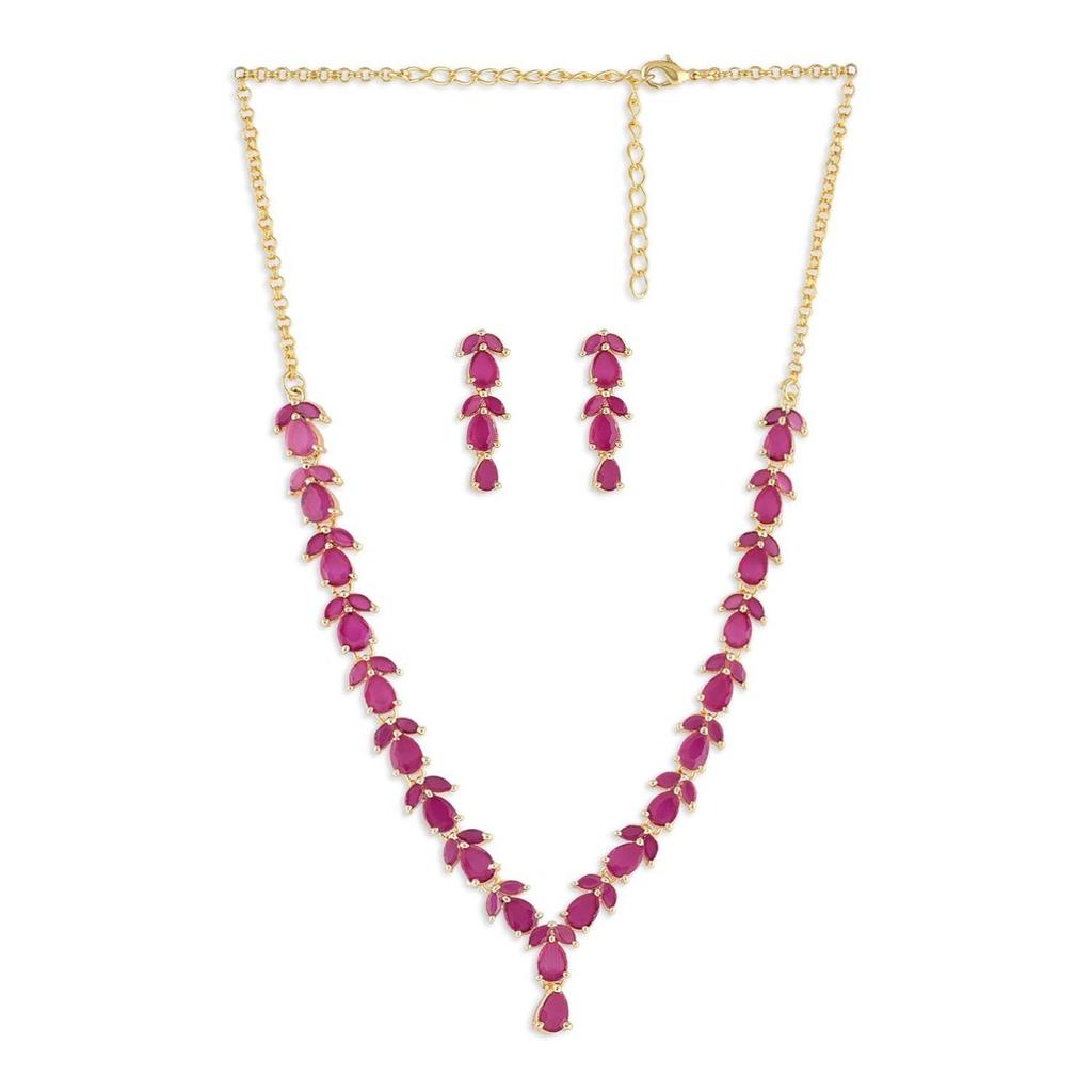 Delicate Ruby Necklace Set For Women