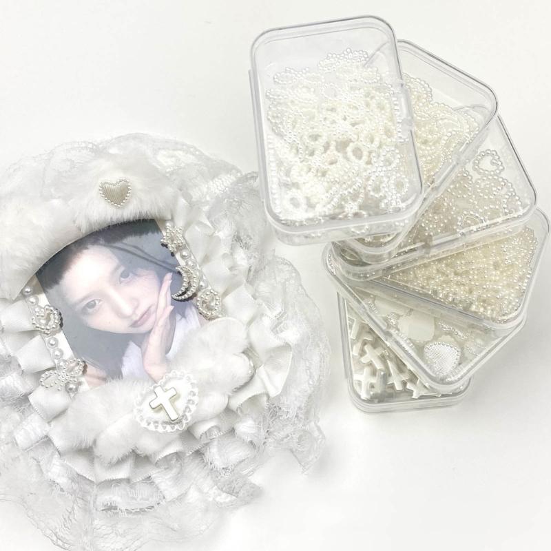 Rosa und Weiß Schleife Herz Verpackungsmaterial Kpop Fotokartenhalter Zubehör Geschenkverpackungsmaterialien zur Dekoration