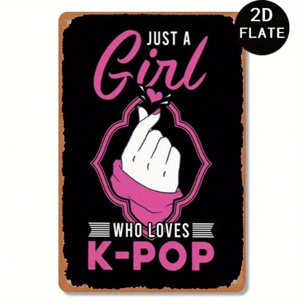 

Metal Poster Wall Art K-Pop Gift for Girl Hand Gesture Pink Black Home Decor