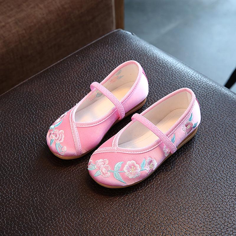Children Fashion Girls Embroidered Shoes Chinese Ethnic Style Princess Dance Shoes Kids Causal Ancient Hanfu Shoes Flat