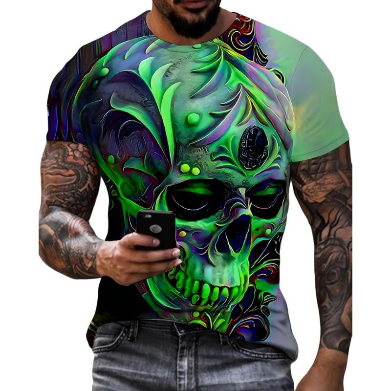 Vintage Ethnic Style Pattern Printed Men's T-Shirt Outdoor Casual Round Neck Short-Sleeved Tops Street Male Oversized Clothing