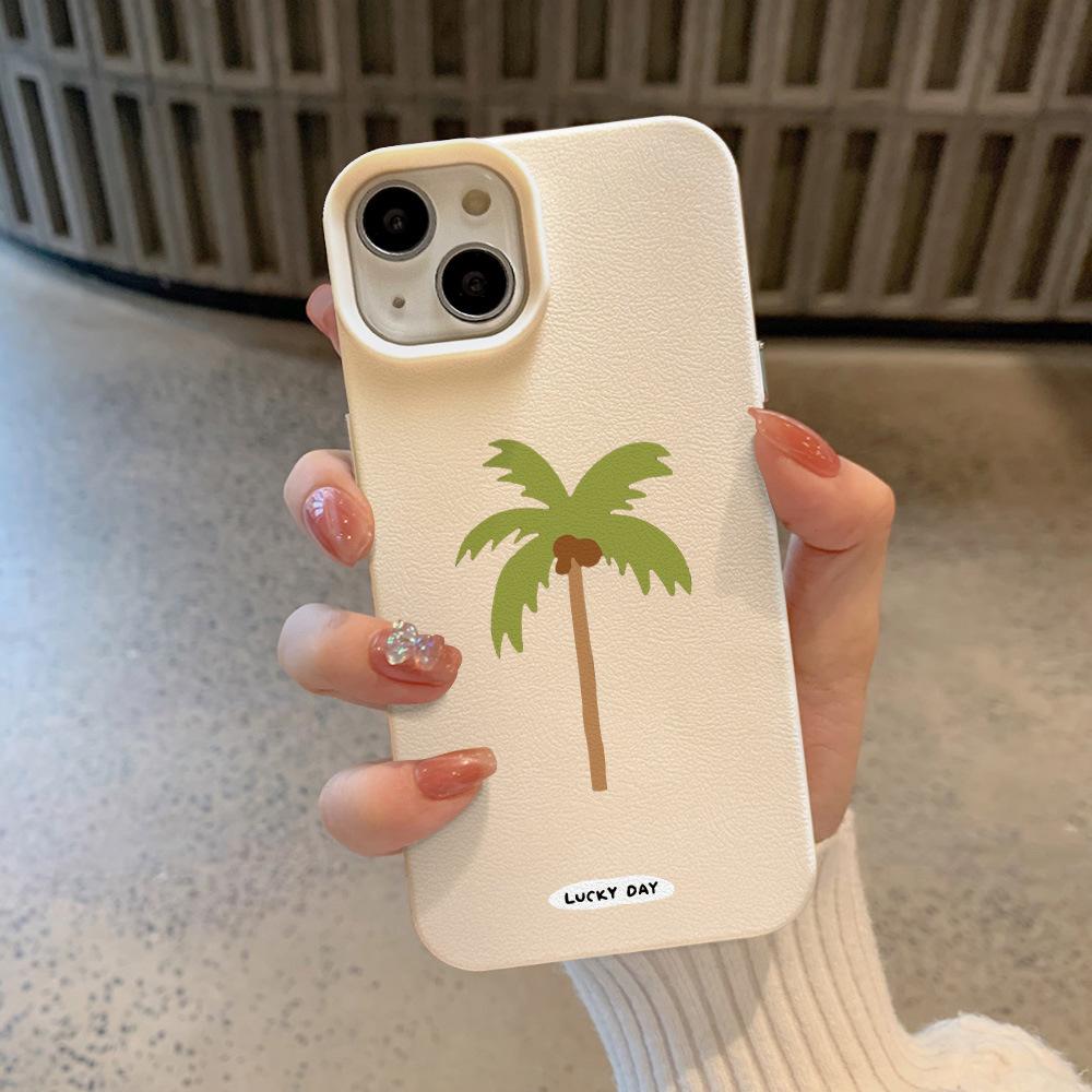 Einfache Kokospalme für iPhone 16 Handyhülle für iPhone 15 Neues Modell 14plus Kreatives 12 Litschi-Muster 11 Silikon