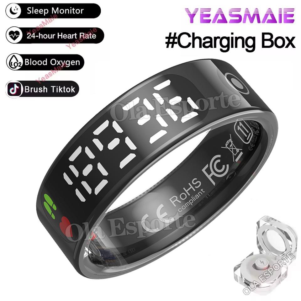 New Smart Ring LED Display Screen Heart Rate Blood Oxygen Monitor Waterproof Fitness Sports Smartring Men Women For Android IOS
