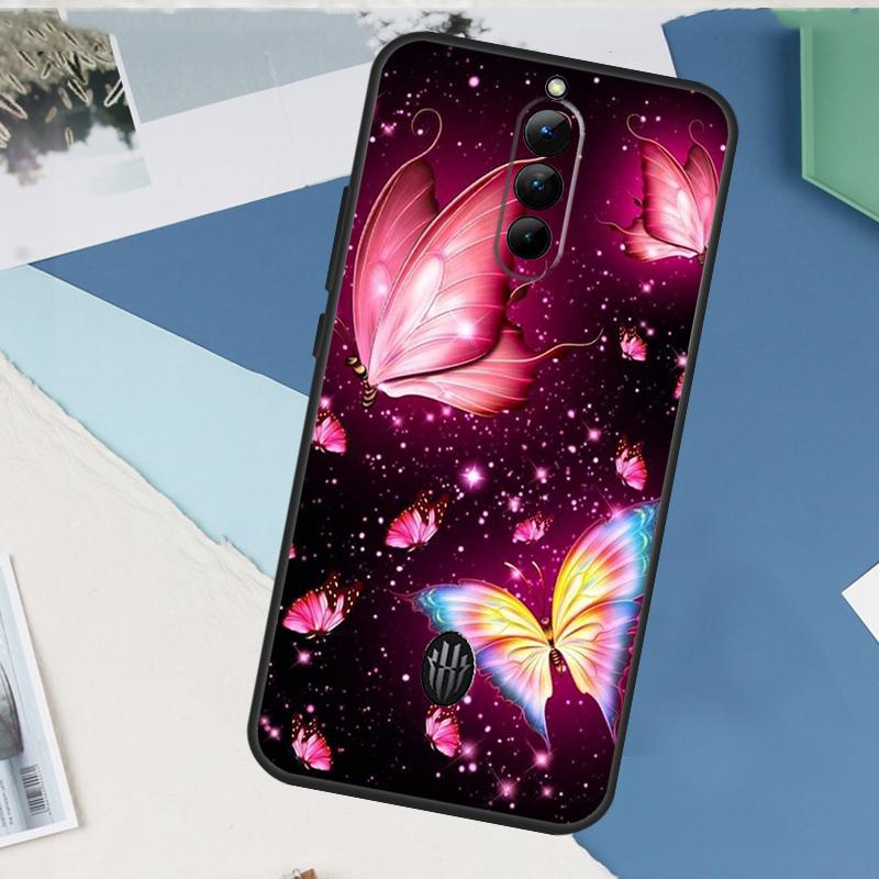 Black Beautiful Butterfly Case For ZTE Nubia Red Magic 11 10 9 8 8S 9S 10S Pro Plus 6 7 6S 7S Pro 5G 6R 10 Air Cover